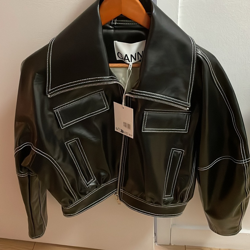 Ganni Women's Black Leather Jacket - Picture 4 of 5